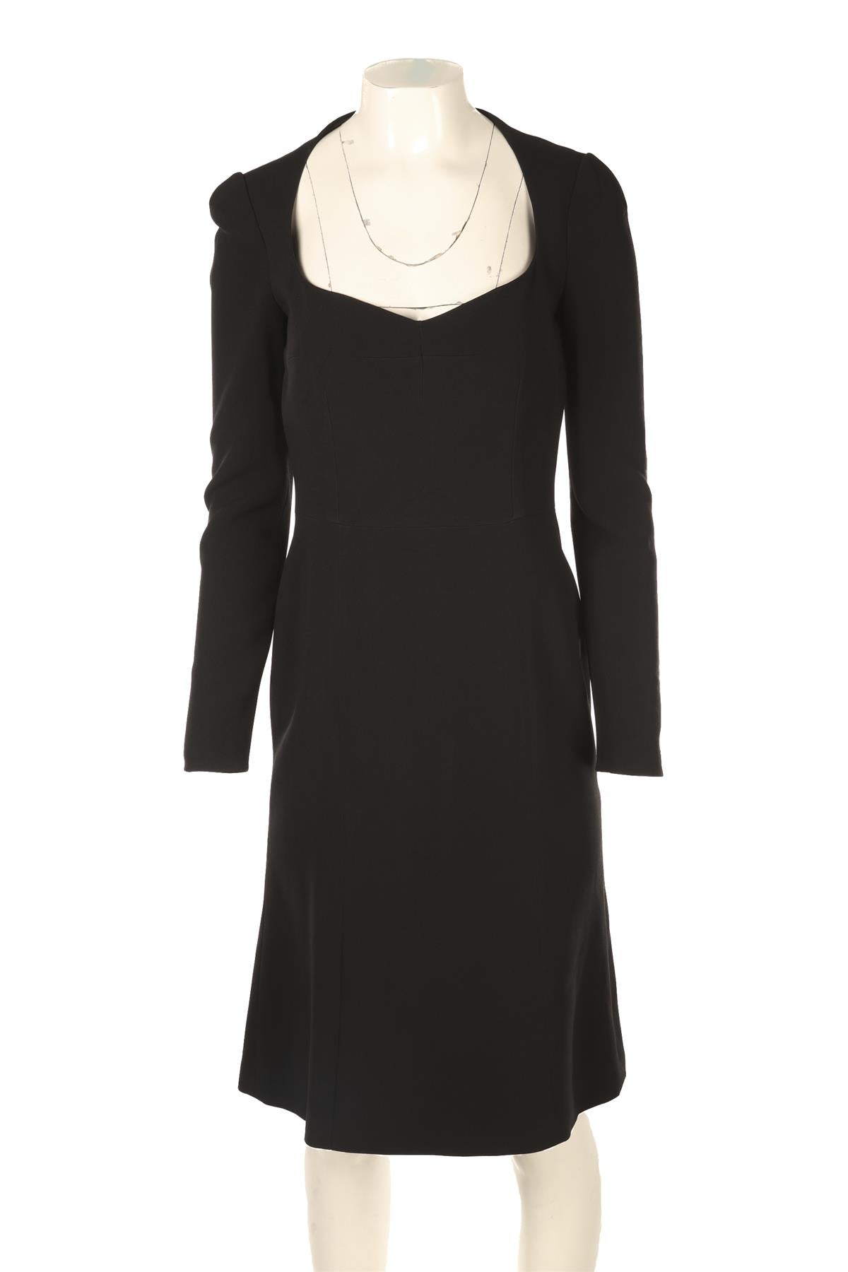 DOLCE & GABBANA BLACK CREPE MIDI DRESS IT 42 UK 10