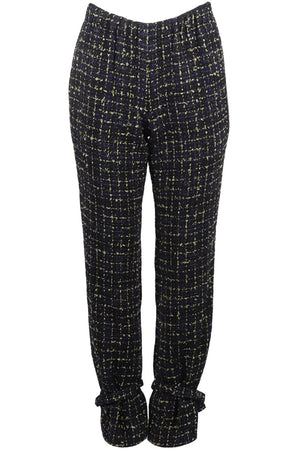 CHANEL 2022 CHECKED COTTON AND WOOL BLEND TAPERED PANTS FR 36 UK 8