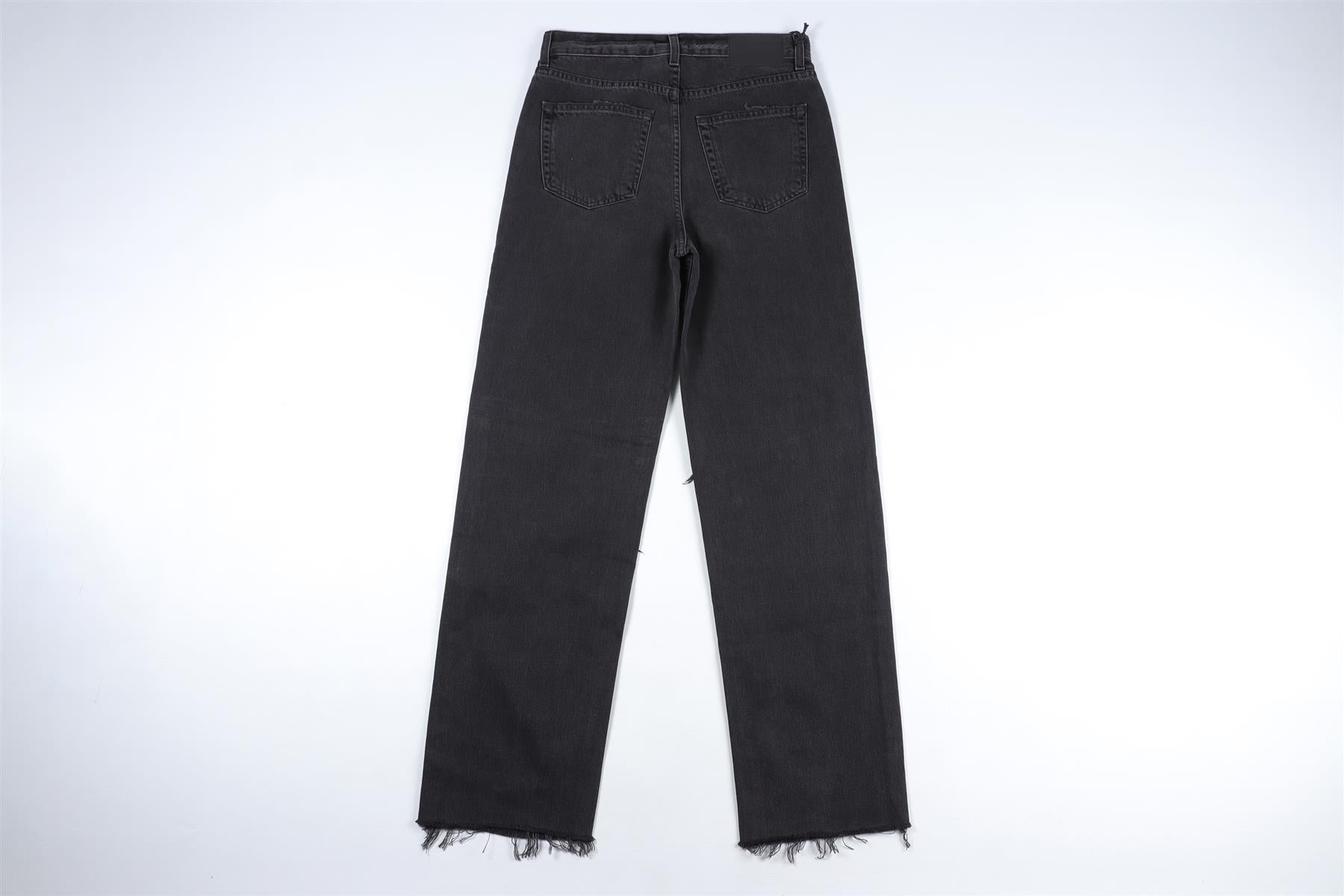 GRLFRND BLACK HIGH RISE STRAIGHT LEG JEANS W24 UK 6