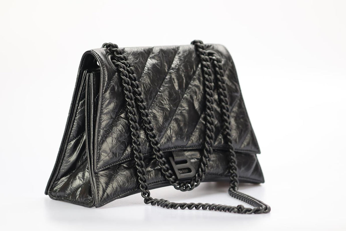BALENCIAGA CRUSH MEDIUM QUILTED LEATHER SHOULDER BAG