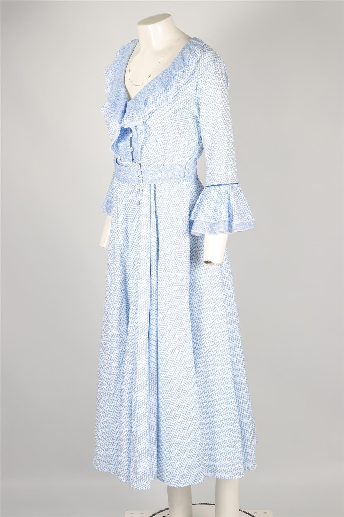 GÜL HÜRGEL BLUE COTTTON MAXI DRESS MEDIUM
