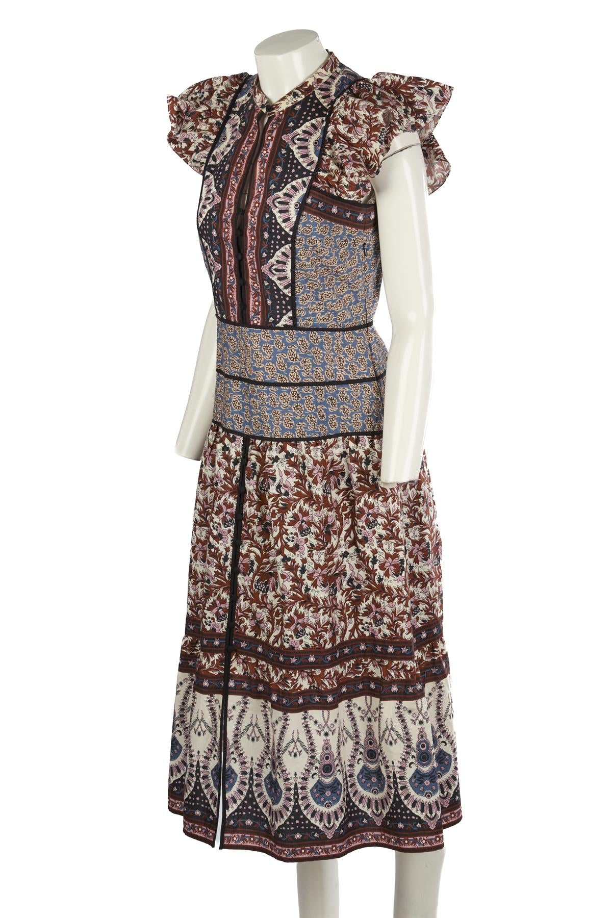 SEA NEW YORK MULTI COTTON MAXI DRESS US 6 UK 10