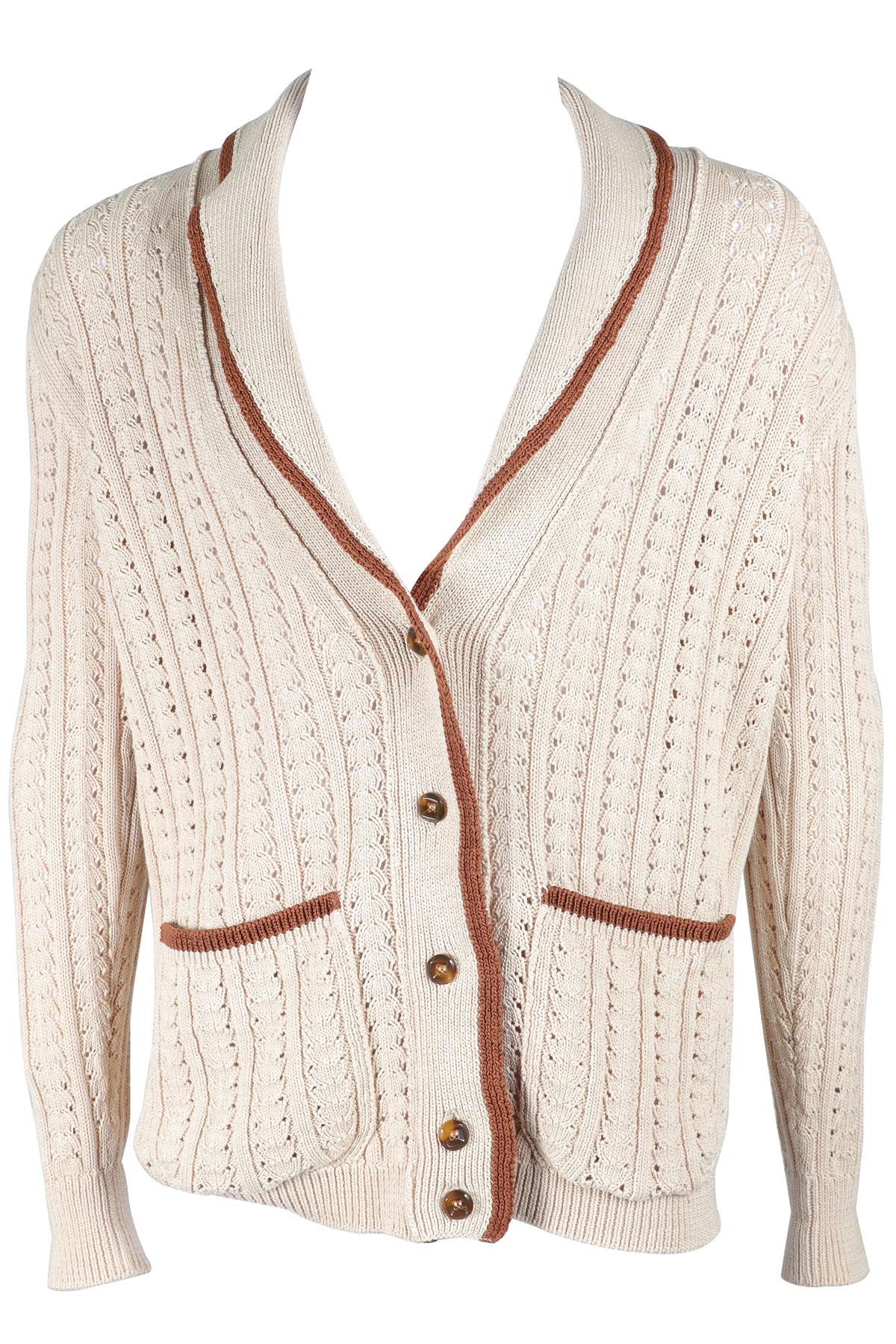 GIULIVA HERITAGE BEIGE MEN'S COTTON CARDIGAN SMALL