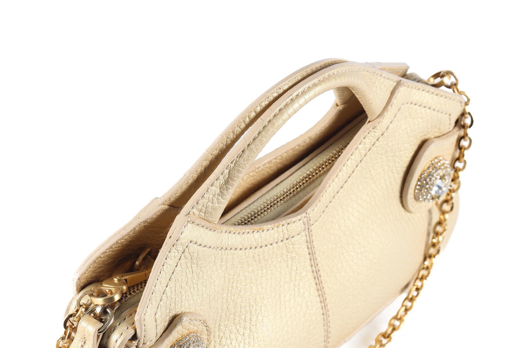 TOD'S GOLD CRYSTAL AND LEATHER SHOULDER BAG