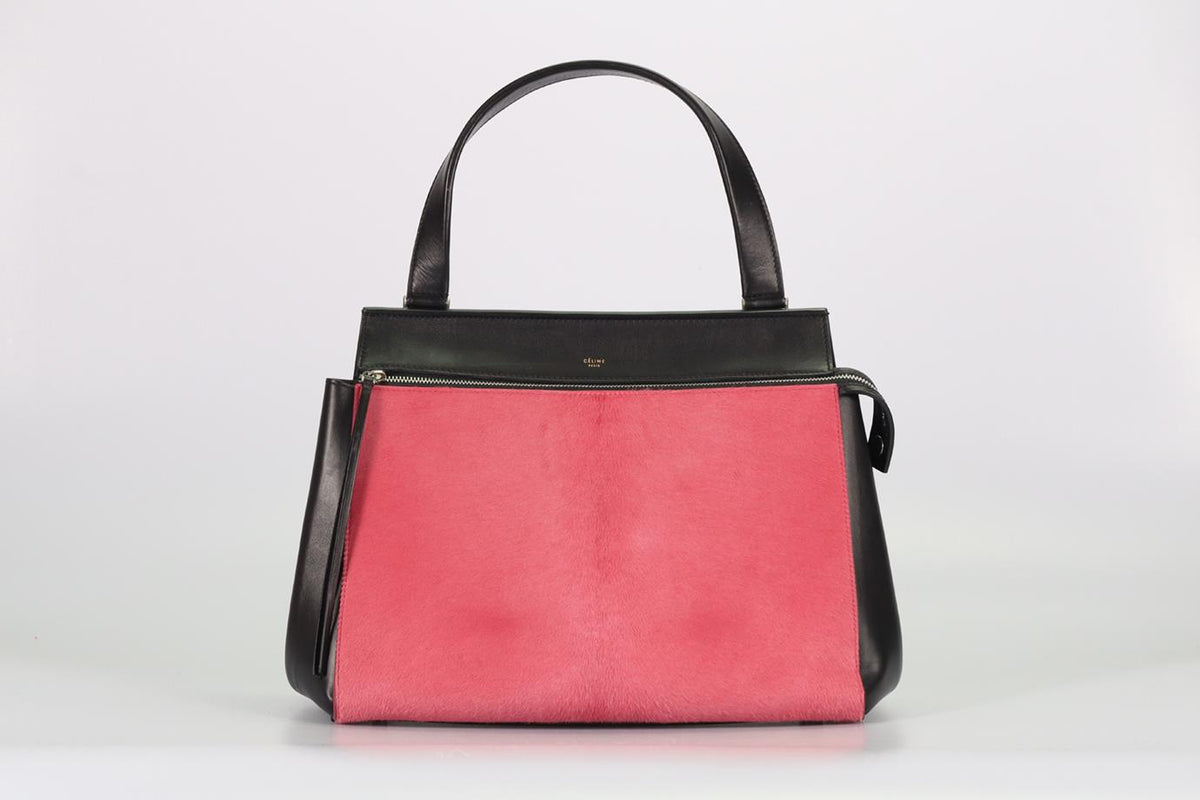 CELINE EDGE LARGE CALF HAIR AND LEATHER SHOULDER BAG