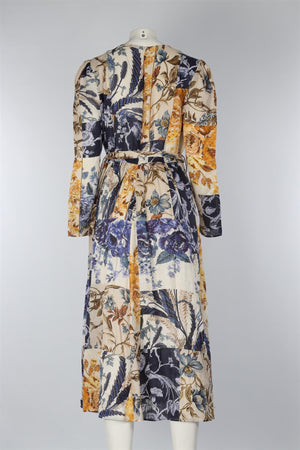 ZIMMERMANN BLUE LINEN MAXI DRESS 4 UK 16