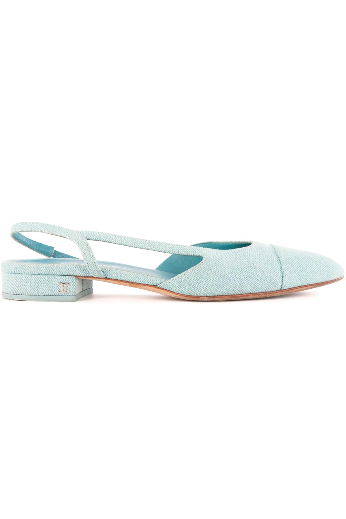 CHANEL BLUE 2021 DENIM SLINGLACK PUMPS EU 39 UK 6 US 9