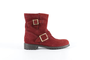 JIMMY CHOO RED SUEDE ANKLE BOOTS EU 38, UK 5, US 8