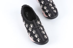 CHRISTIAN DIOR BLACK CRYSTAL AND MESH SNEAKERS EU 38 UK 5 US 8