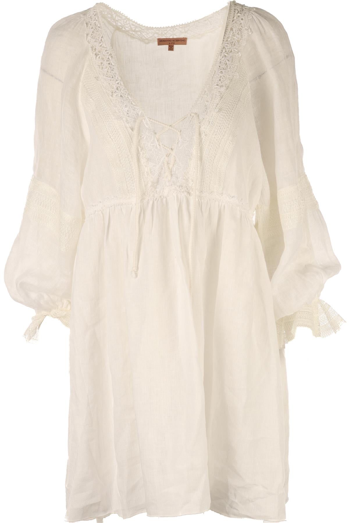 ERMANNO SCERVINO WHITE LINEN MINI DRESS IT 38 UK 6