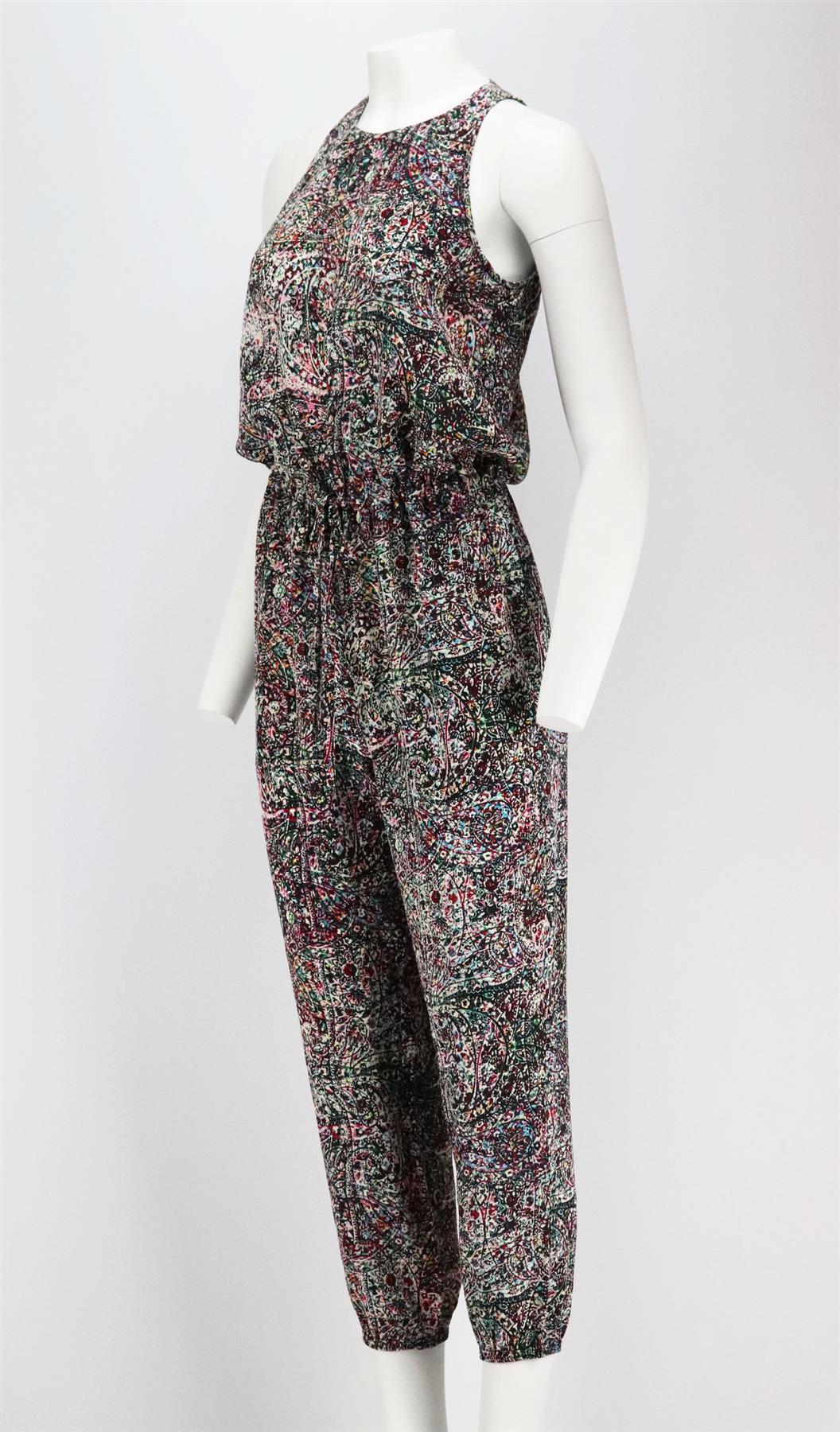 L'AGENCE PRINTED SILK JUMPSUIT XSMALL