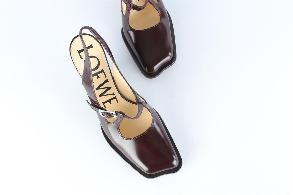 LOEWE BURGUNDY ONDA LEATHER PUMPS EU 39 UK 6 US 9