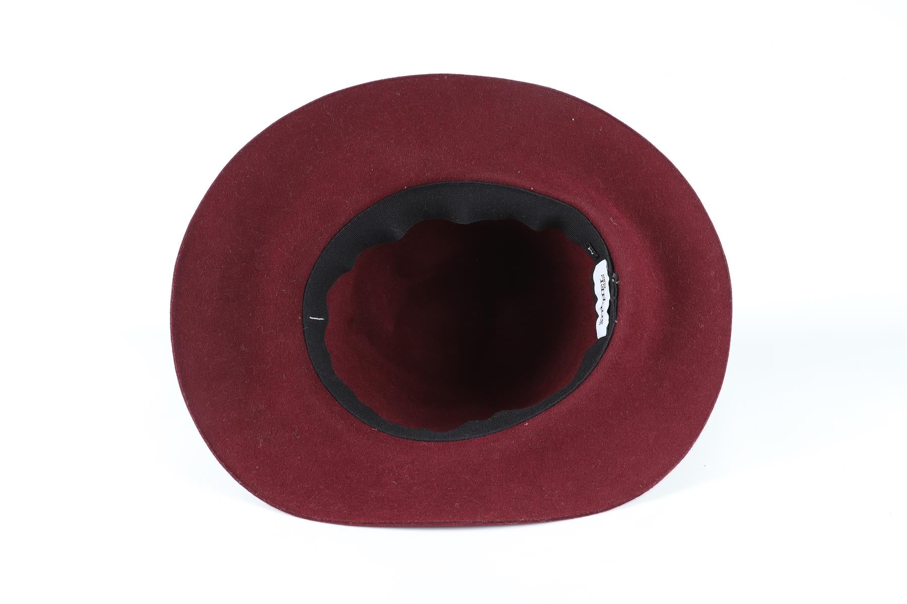 MAISON MICHEL BURGUNDY WOOL HAT MEDIUM