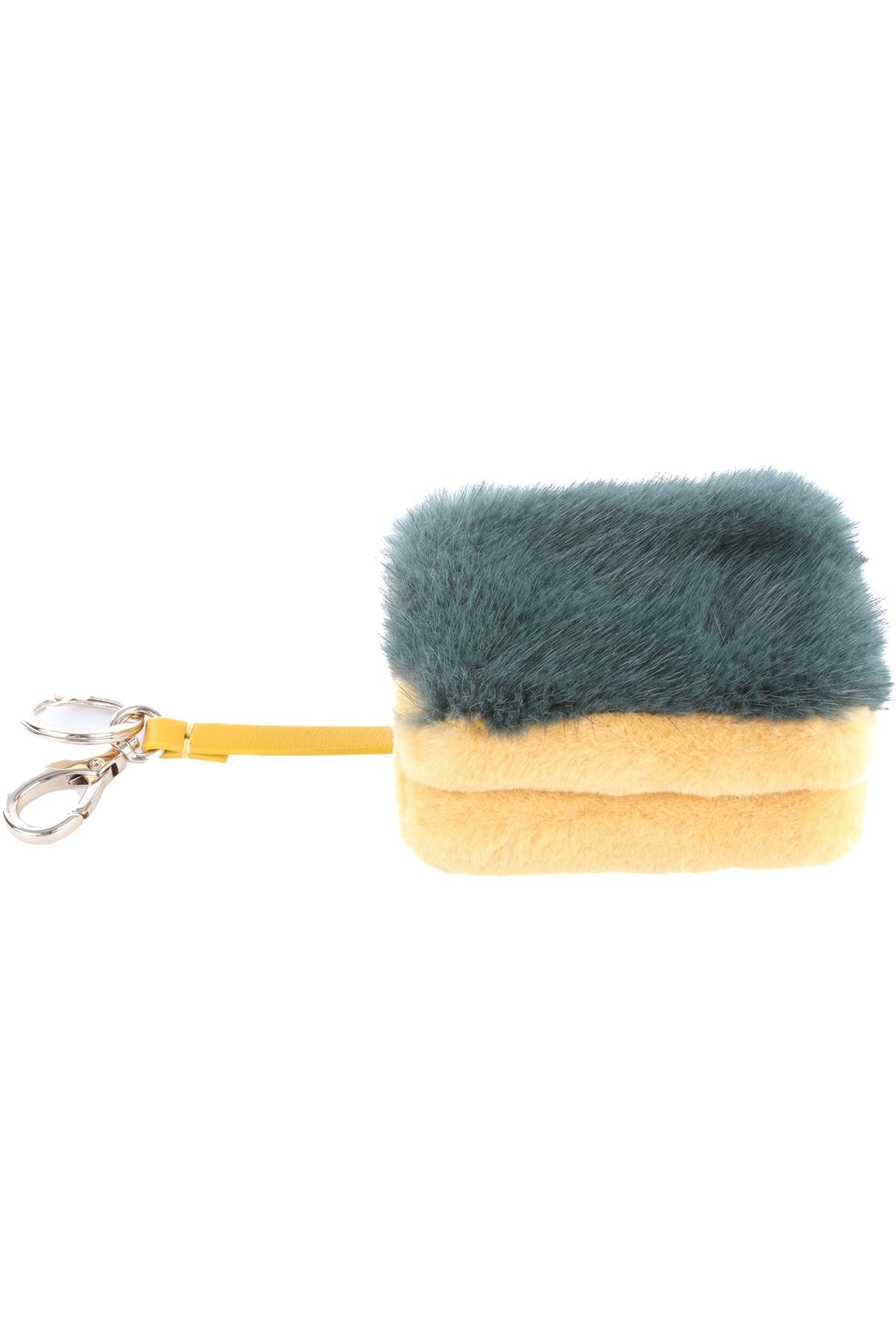 ANYA HINDMARCH YELLOW SCOURER SPONGE FUR KEY CHAIN