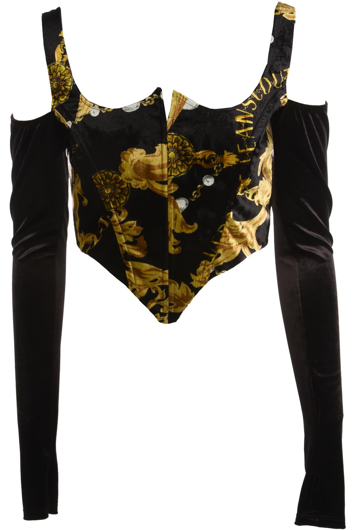 VERSACE JEANS COUTURE BLACK VELVET TOP IT 42 UK 10