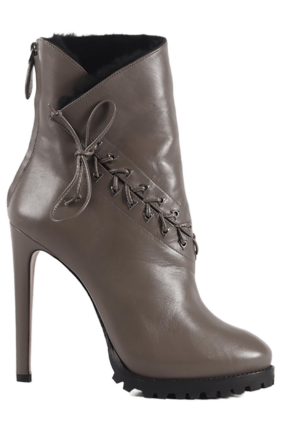 AZZEDINE ALAÏA SHEARLING AND LEATHER ANKLE BOOTS EU 37.5 UK 4.5 US 7.5