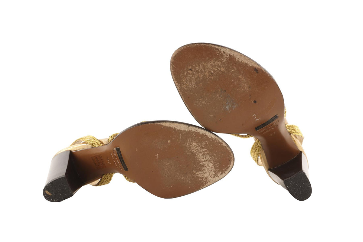 DOLCE & GABBANA GOLD LEATHER SANDALS EU 37 UK 4 US 7