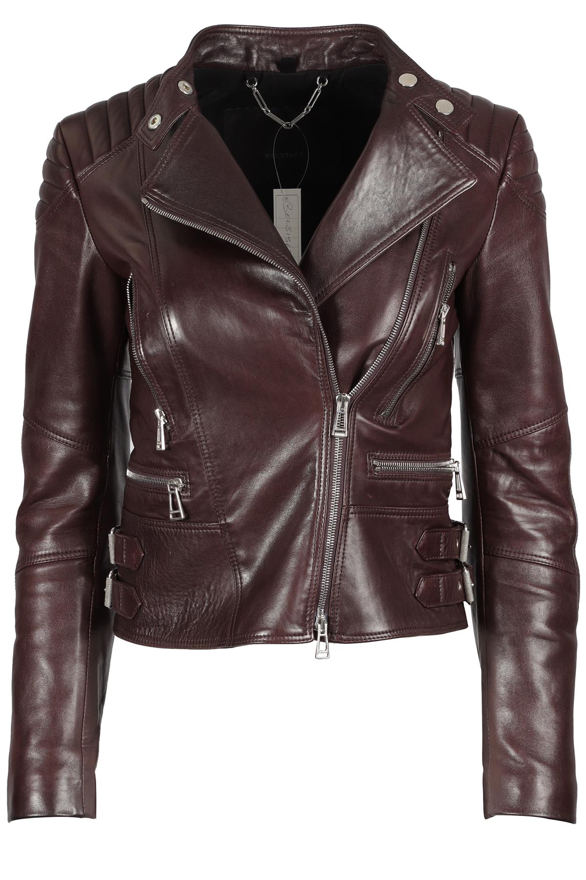 BELSTAFF BURGUNDY LEATHER JACKET IT 36 UK 4