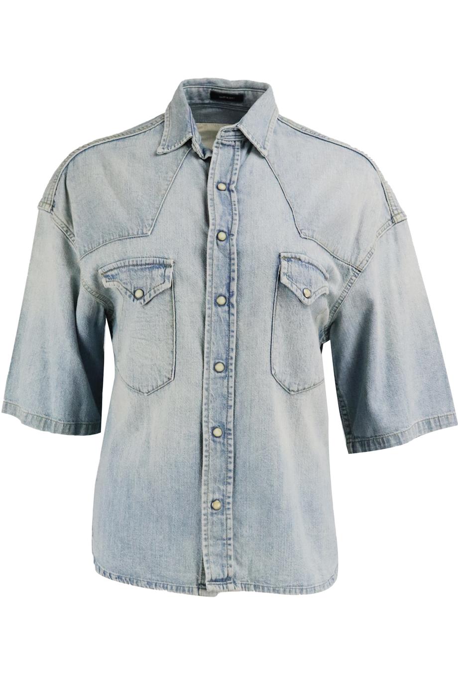 R13 DISTRESSED DENIM SHIRT SMALL