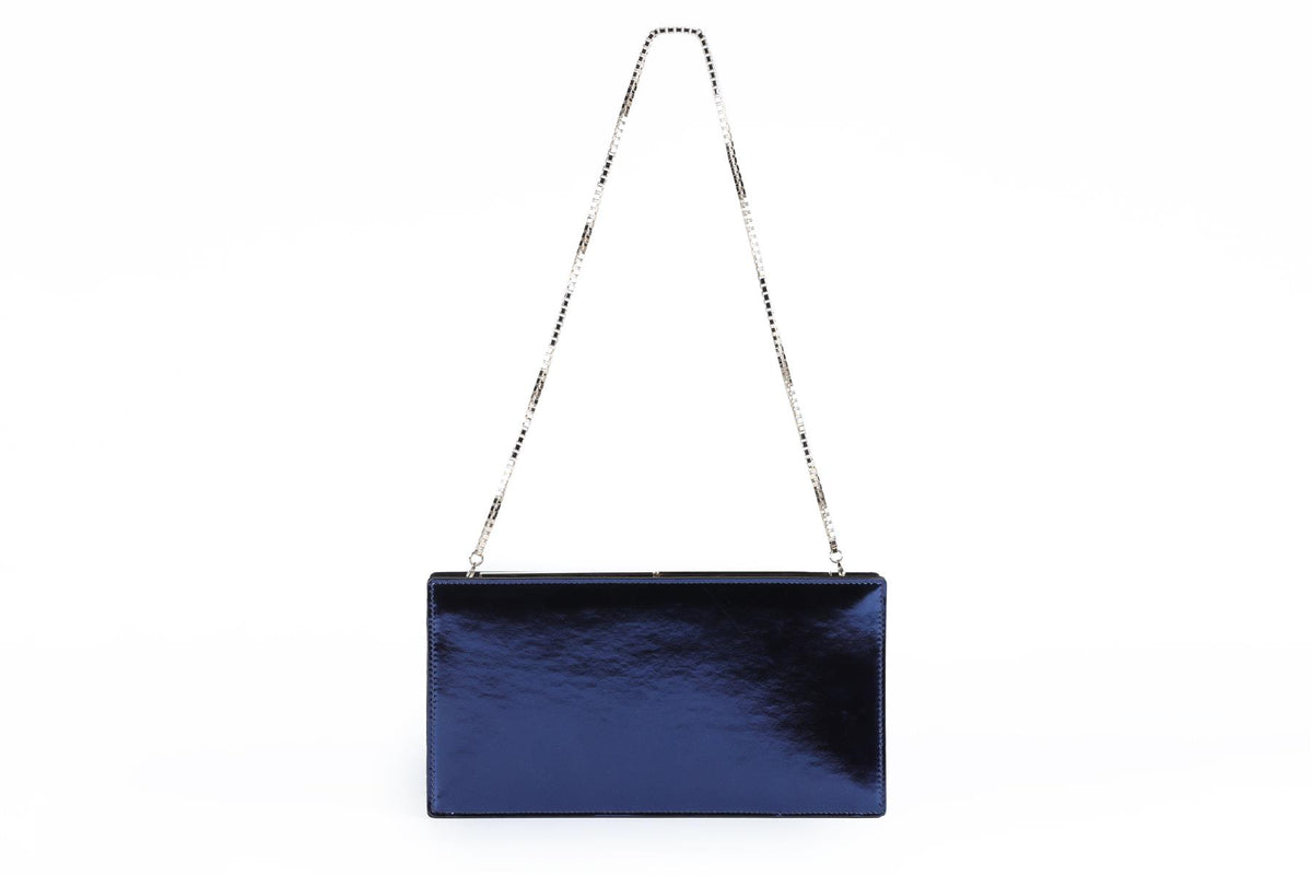 JIMMY CHOO NAVY LEATHER CLUTCH