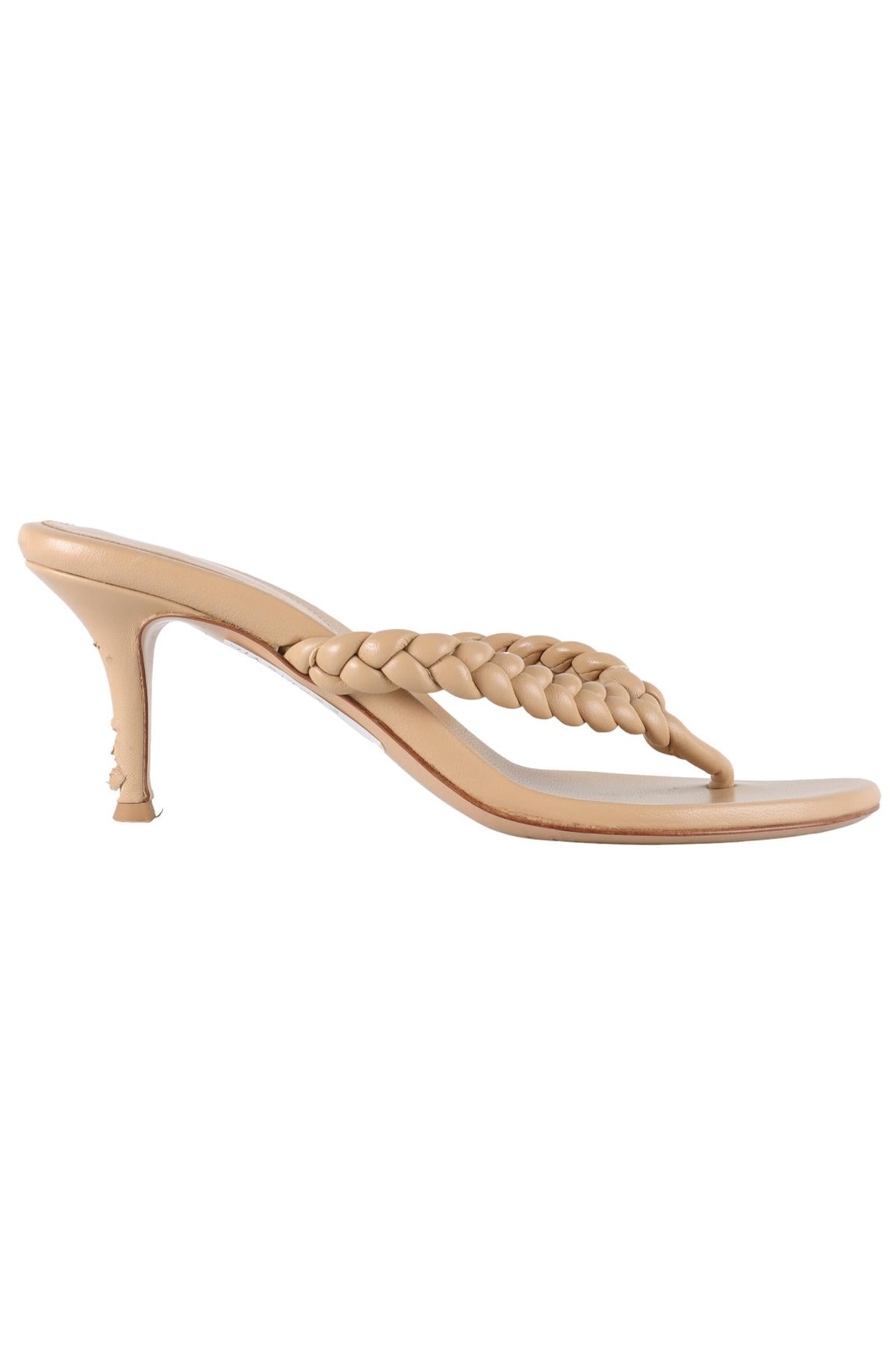 GIANVITO ROSSI NUDE LEATHER THONG SANDALS EU 39.5 UK 6.5 US 9.5