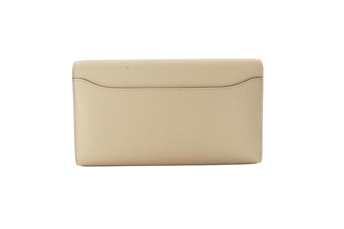 HERMÈS CREAM 2025 CONSTANCE TO GO EPSOM LEATHER WALLET IN NATA