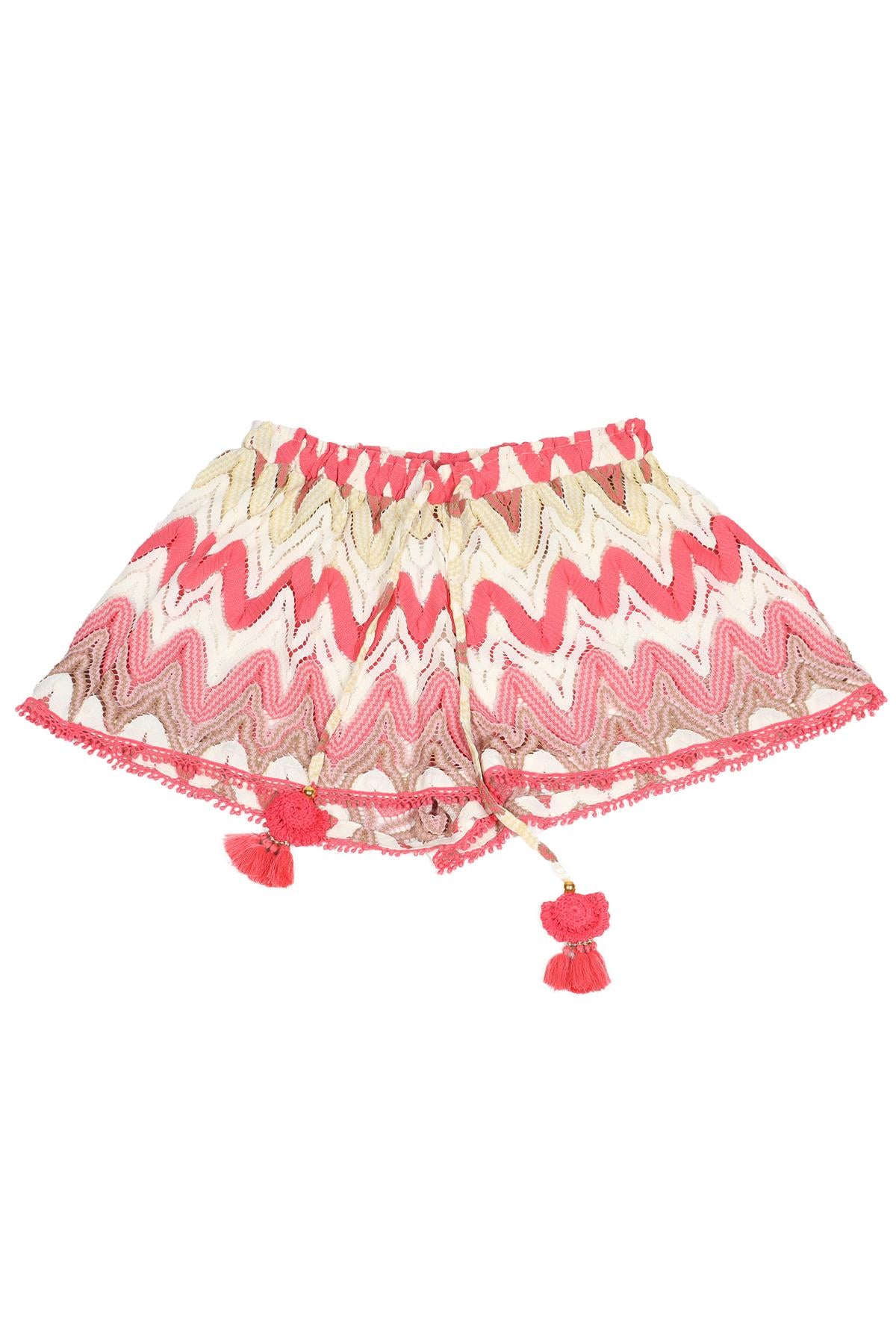 RAMY BROOK PINK CROCHET SHORTS LARGE