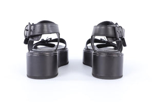 ANN DEMEULEMEESTER BLACK LEATHER PLATFORM SANDALS EU 38 UK 5
