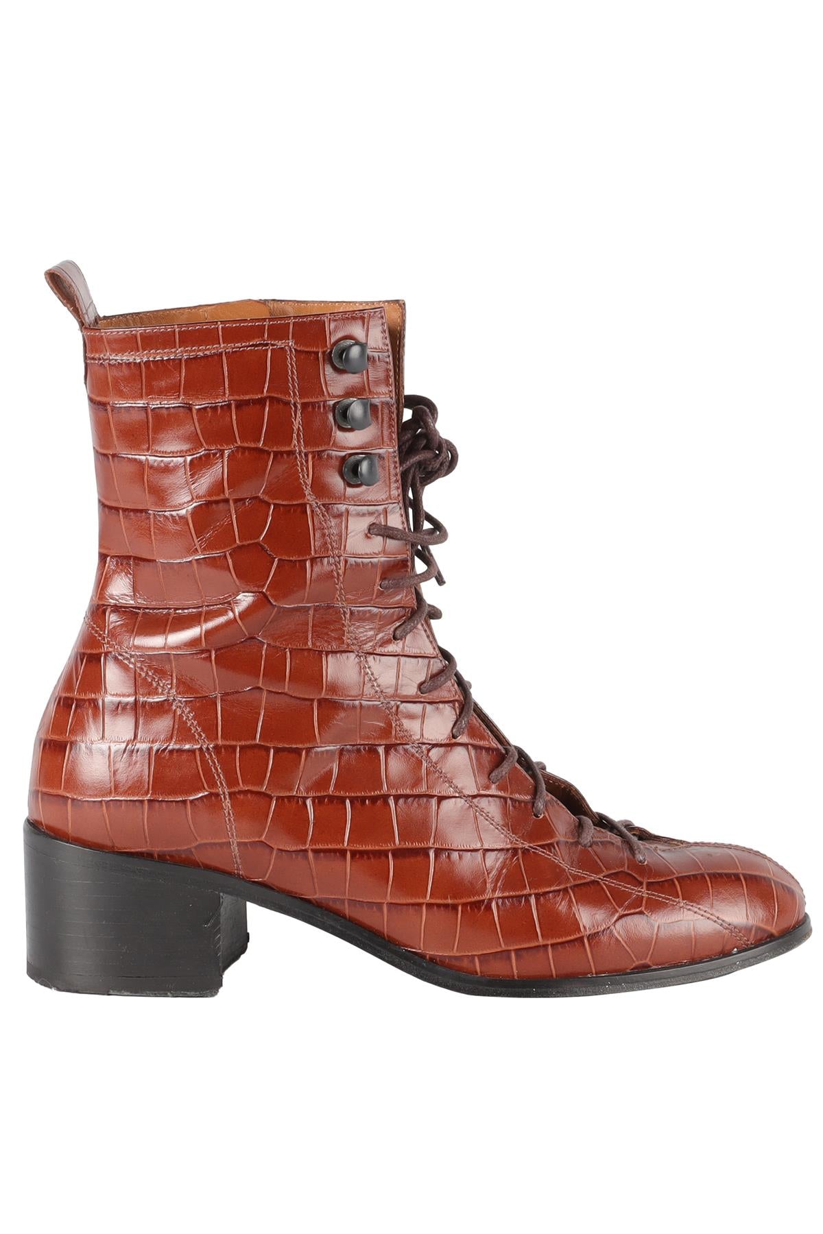 BY FAR BROWN LEATHER ANKLE BOOTS EU 38 UK 5 US 8
