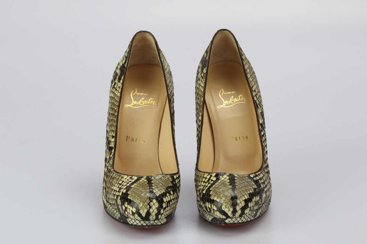 CHRISTIAN LOUBOUTIN PYTHON PLATFORM PUMPS EU 37.5 UK 4.5 US 7.5