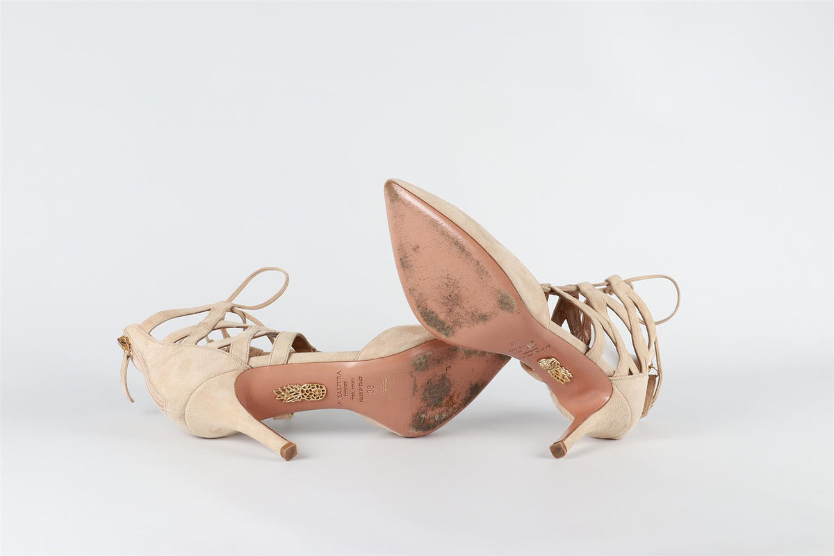 AQUAZZURA BEIGE SUEDE PUMPS EU 38 UK 5 US 8