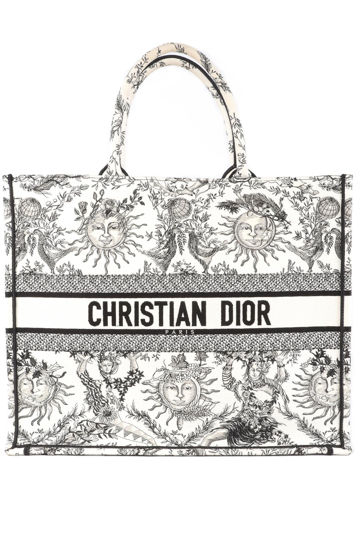 CHRISTIAN DIOR WHITE BOOK LARGE TOILE DE JOUY SOLEIL CANVAS TOTE BAG
