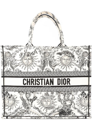 CHRISTIAN DIOR WHITE BOOK LARGE TOILE DE JOUY SOLEIL CANVAS TOTE BAG