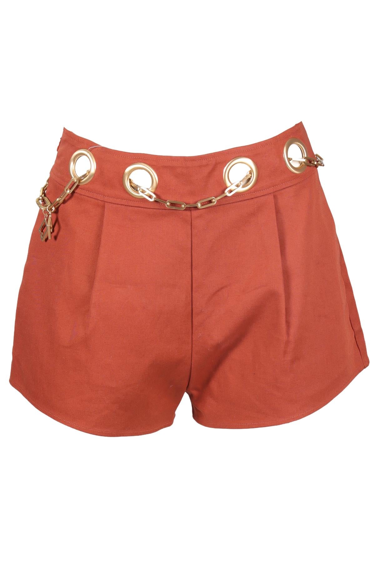 CULT GAIA BROWN COTTON SHORTS SMALL