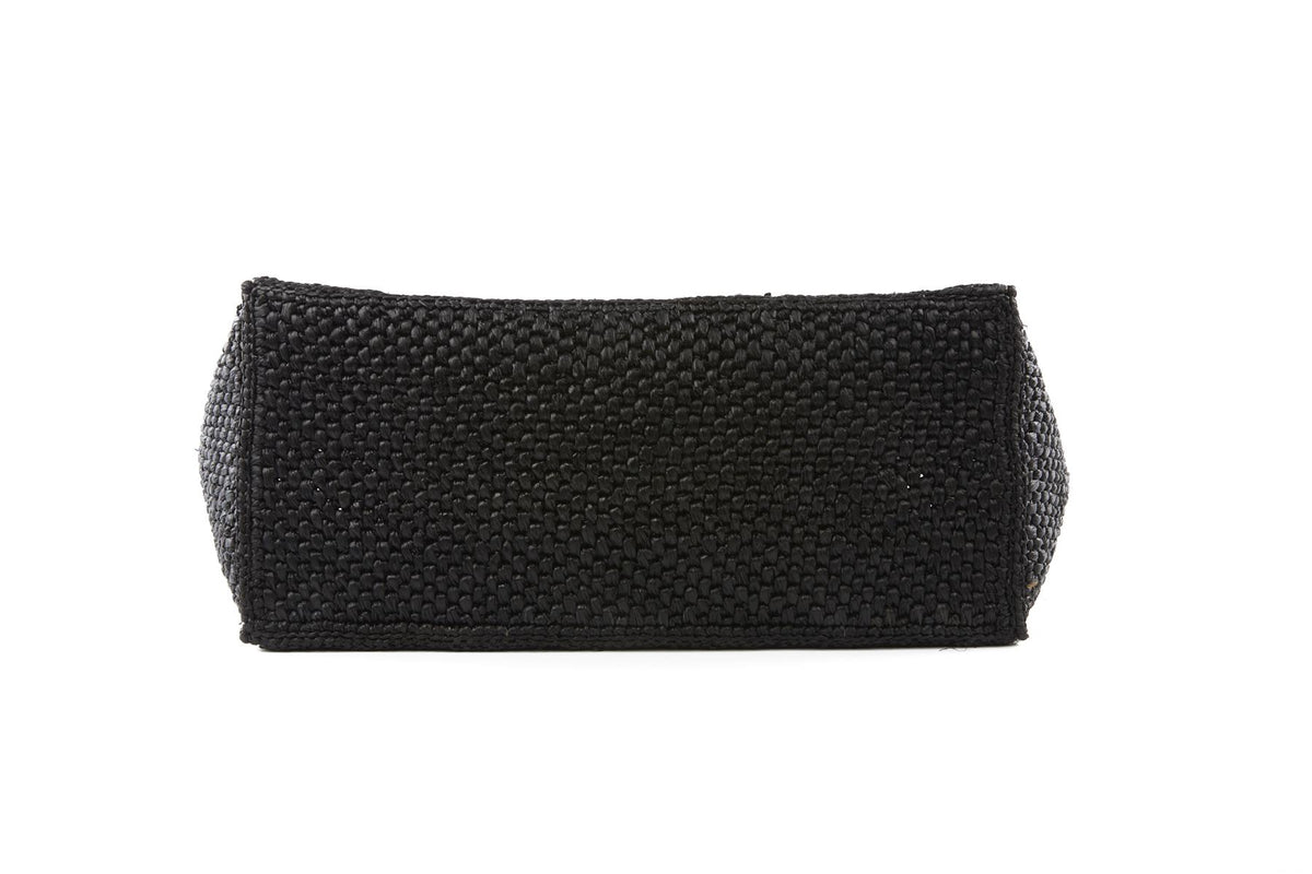 LOEWE BLACK LARGE RAFFIA TOTE BAG