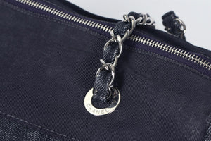 CHANEL 2009 CC QUILTED DENIM SHOULDER BAG