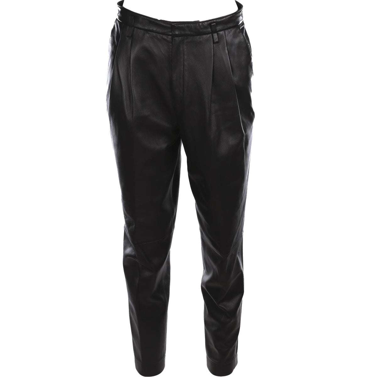 RED VALENTINO BLACK LEATHER TAPERED PANTS IT 42 UK 10