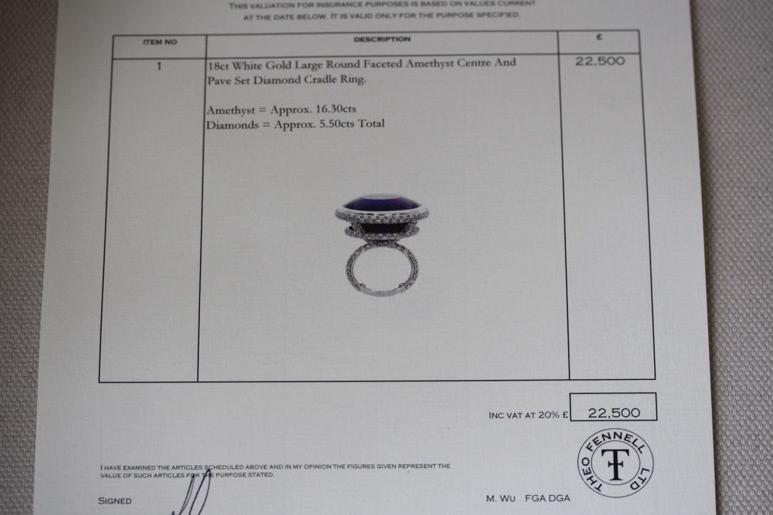 THEO FENNELL AMETHYST AND DIAMOND WHITE GOLD RING