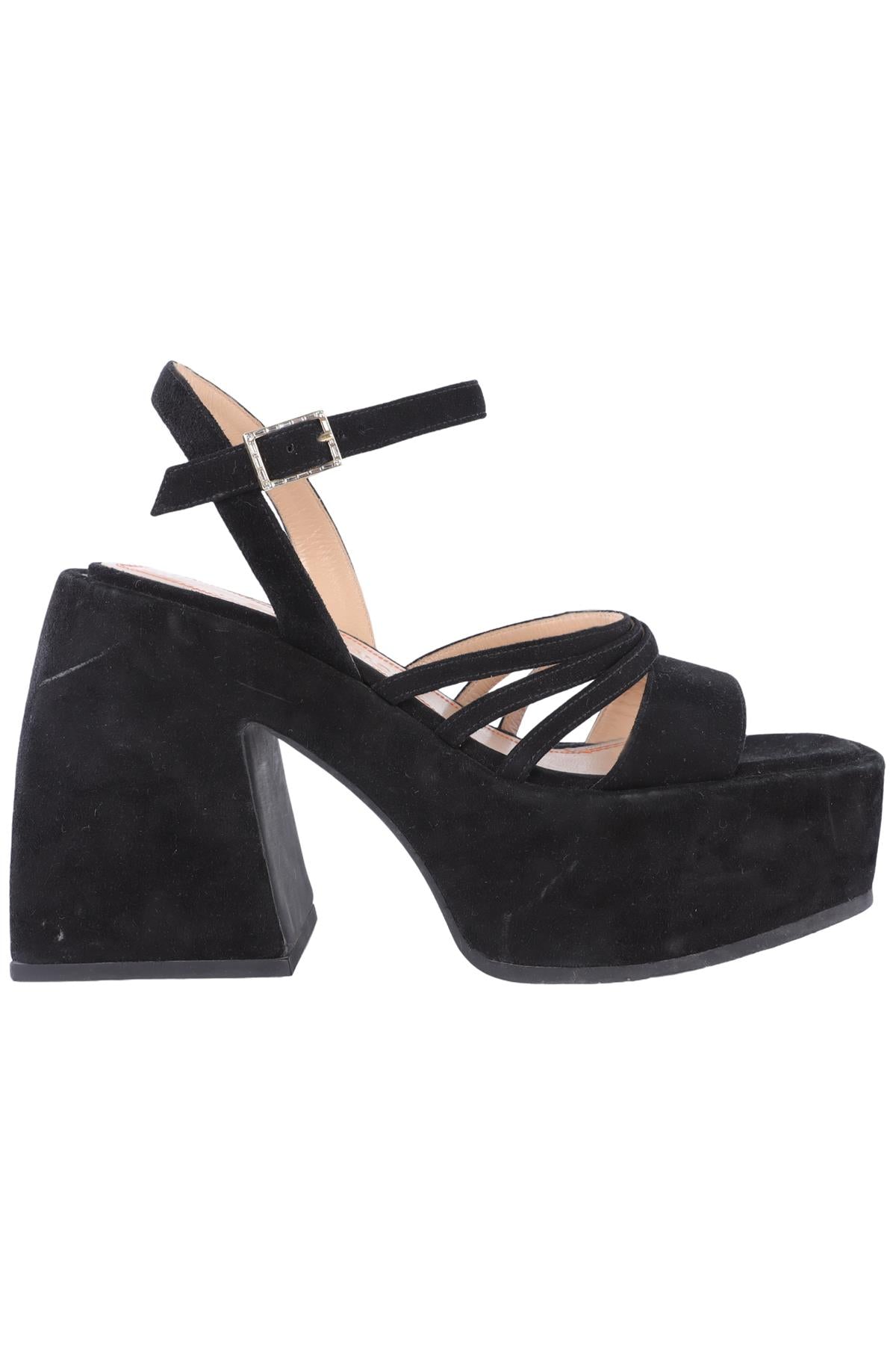 NODALETO BLACK SUEDE PLATFORM SANDALS EU 38.5 UK 5.5 US 8.5
