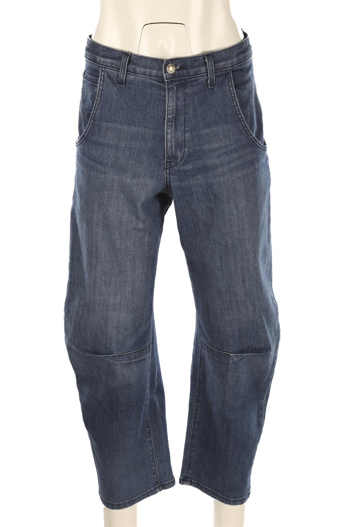 NILI LOTAN BLUE HIGH RISE BARREL LEG JEANS W25