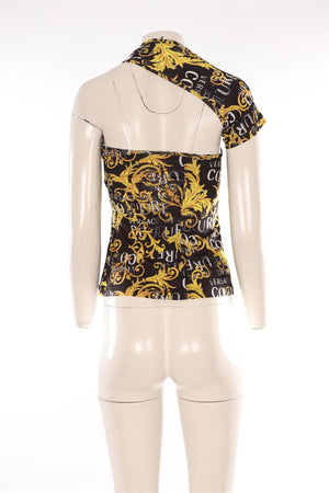 VERSACE JEANS COUTURE BLACK JERSEY TOP IT 42 UK 10