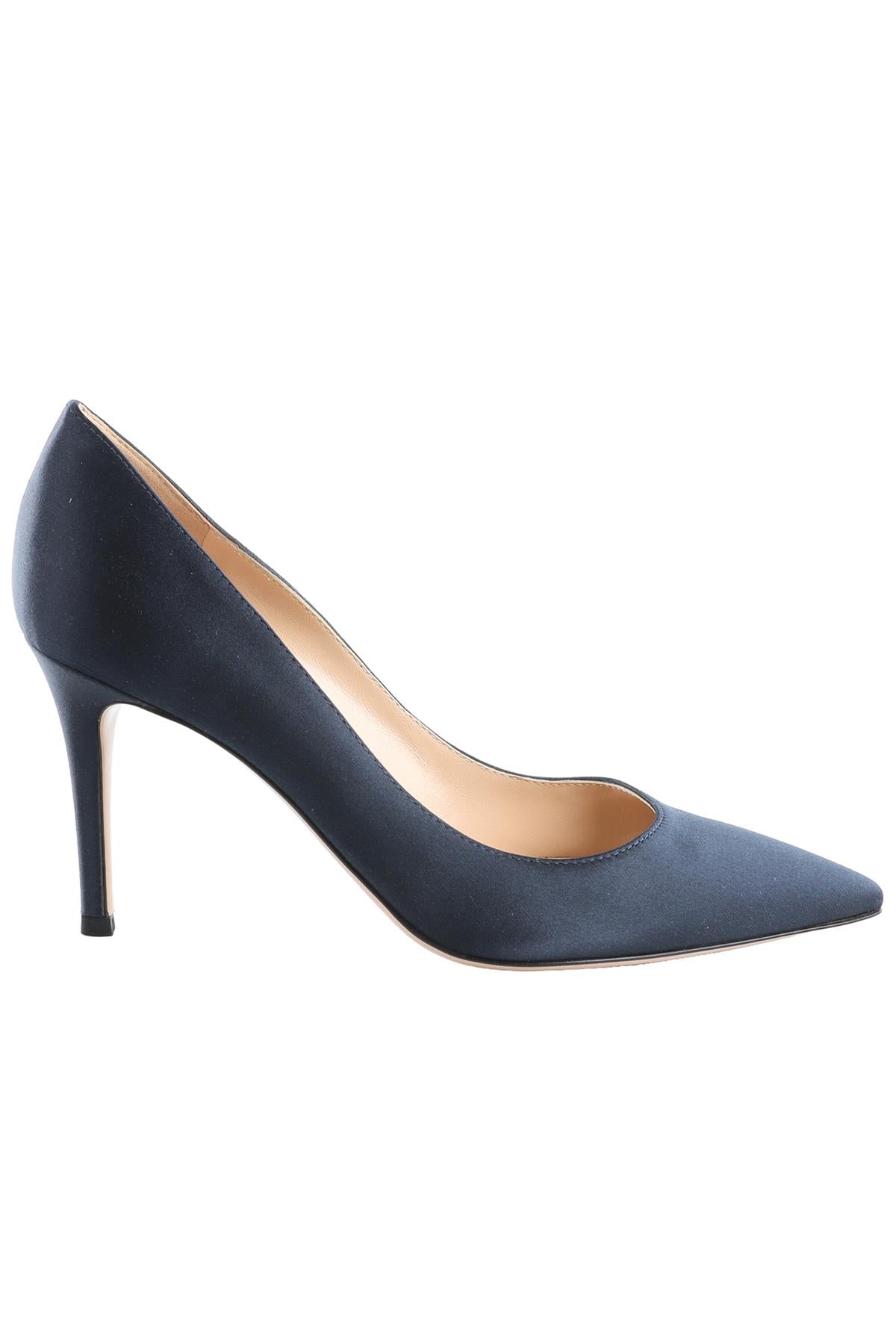 GIANVITO ROSSI NAVY SATIN PUMPS EU 38 UK 5 US 8