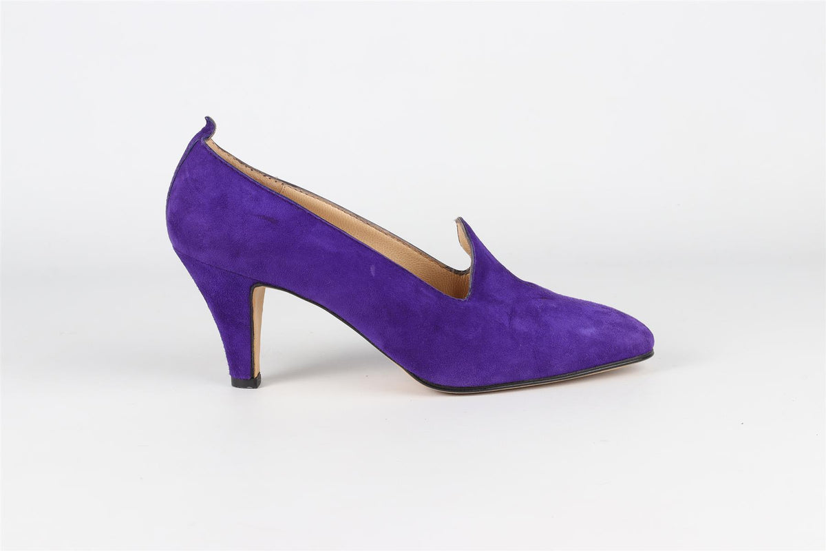 MANOLO BLAHNIK PURPLE VINTAGE SUEDE PUMPS EU 38 UK 5 US 8