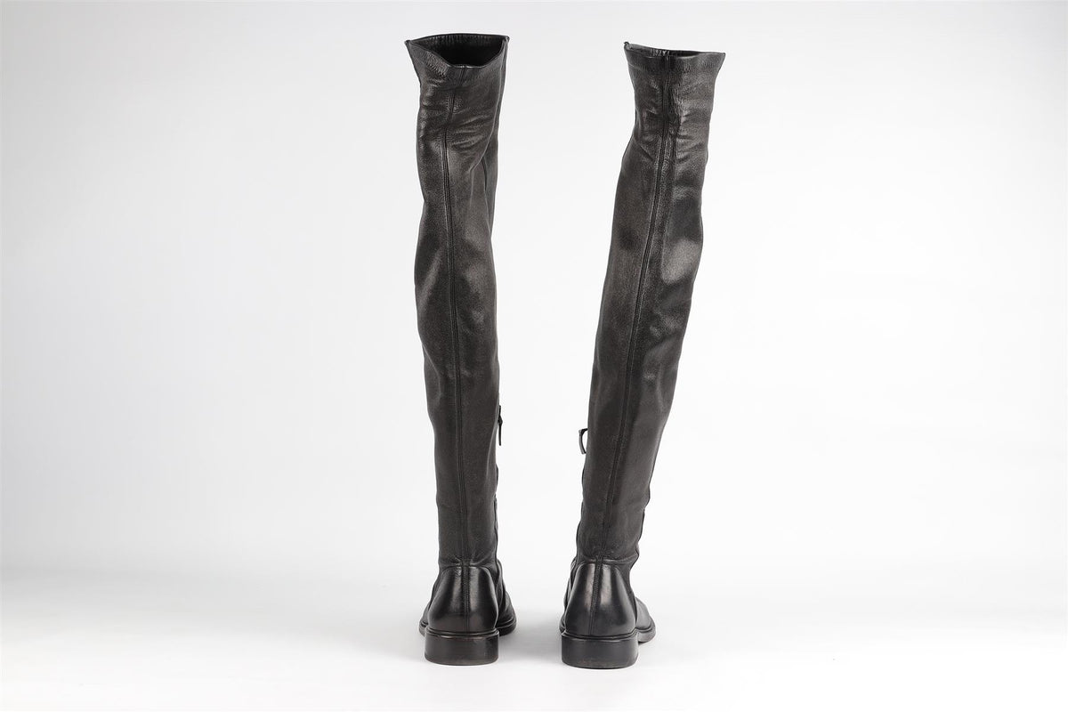 PROENZA SCHOULER BLACK LEATHER OVER THE KNEE BOOTS EU 38.5 UK 5.5 US 8.5