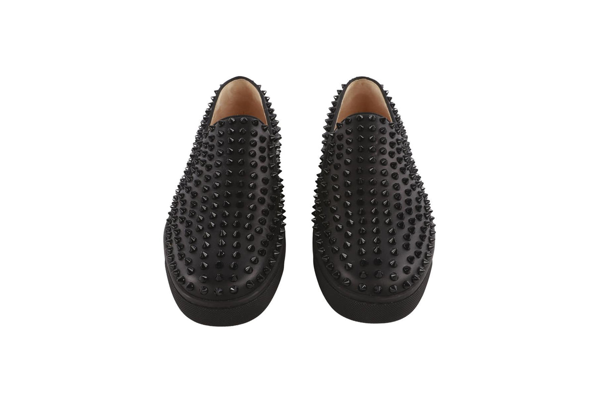 CHRISTIAN LOUBOUTIN BLACK MEN'S ROLLER BOAT LEATHER SNEAKERS EU 44.5 UK 10.5 US 11.5