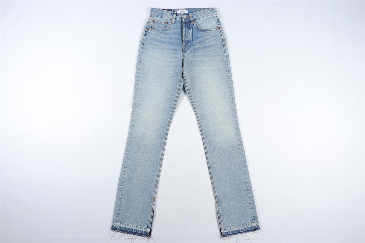 RE/DONE BLUE HIGH RISE STRAIGHT LEG JEANS W24 UK 6