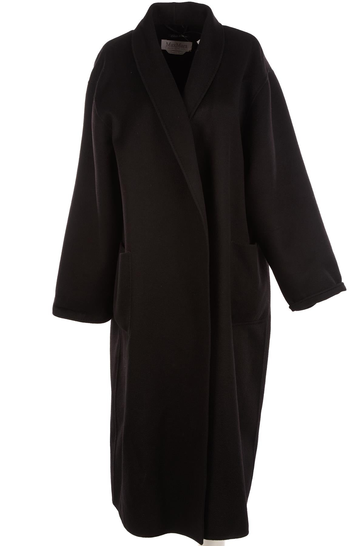MAX MARA BLACK VINTAGE CASHMERE COAT UK 16