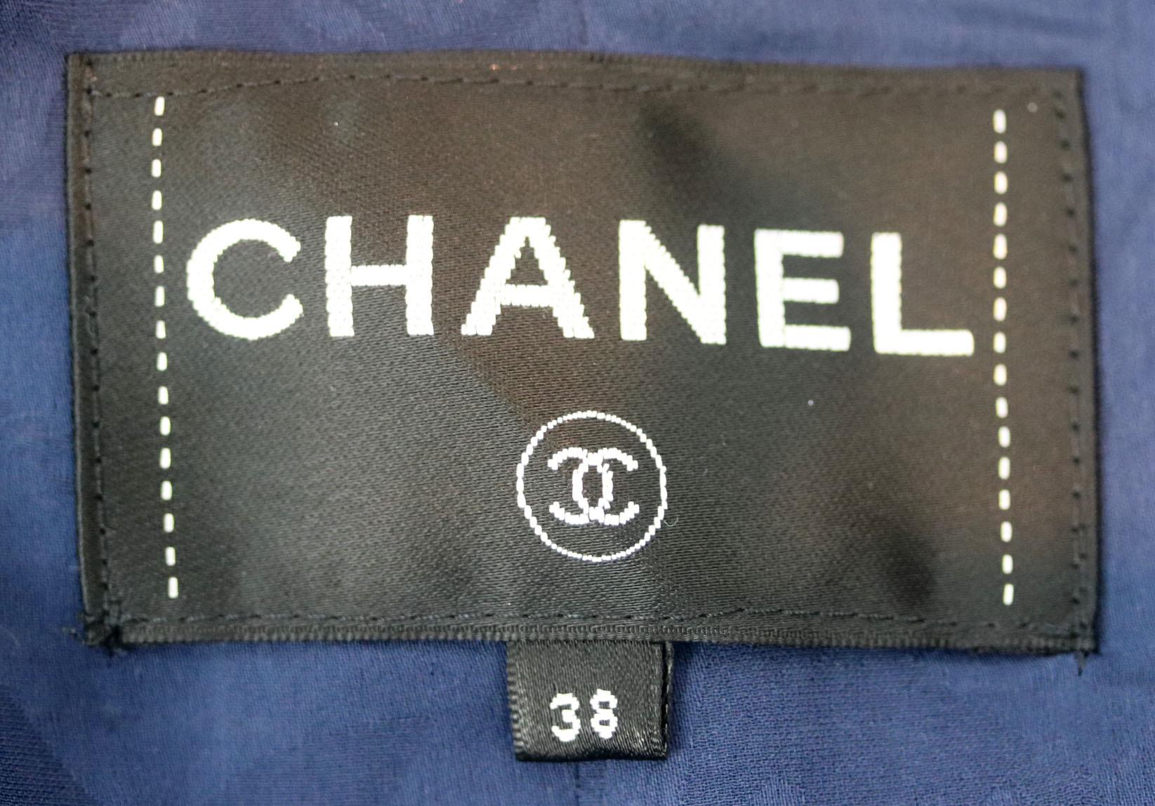 CHANEL 2017 STRIPED COTTON BLEND AND TWEED COAT FR 38 UK 10