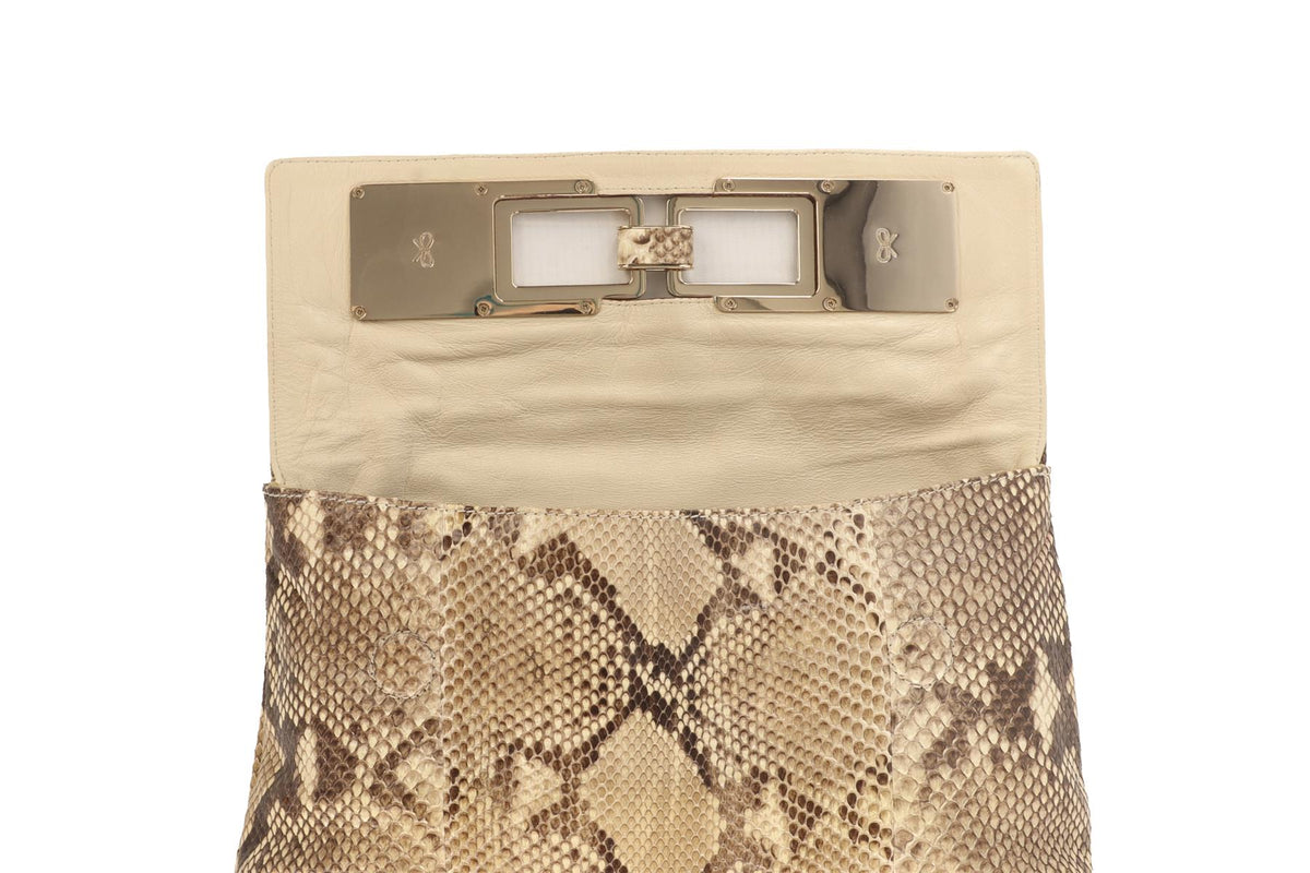 ANYA HINDMARCH BROWN PYTHON CLUTCH