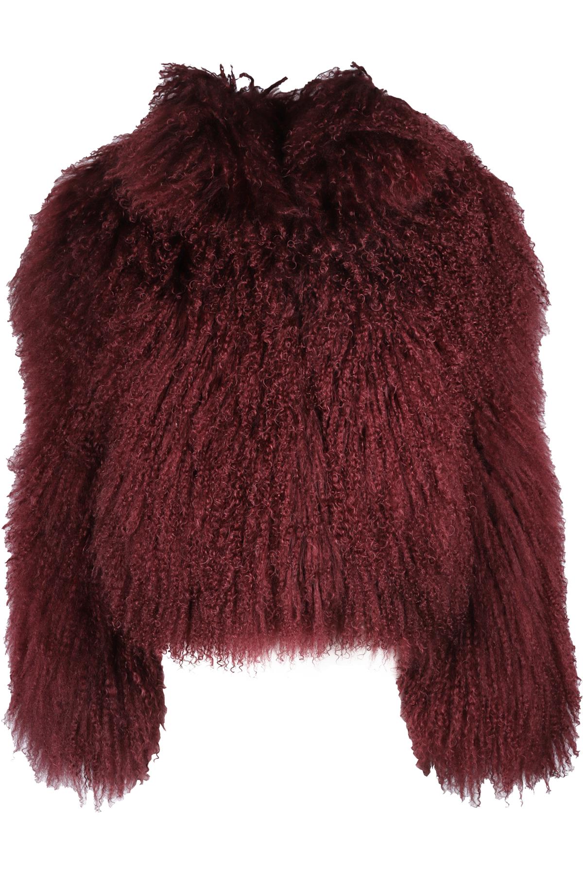DUCIE BURGUNDY SHEARLING JACKET SMALL